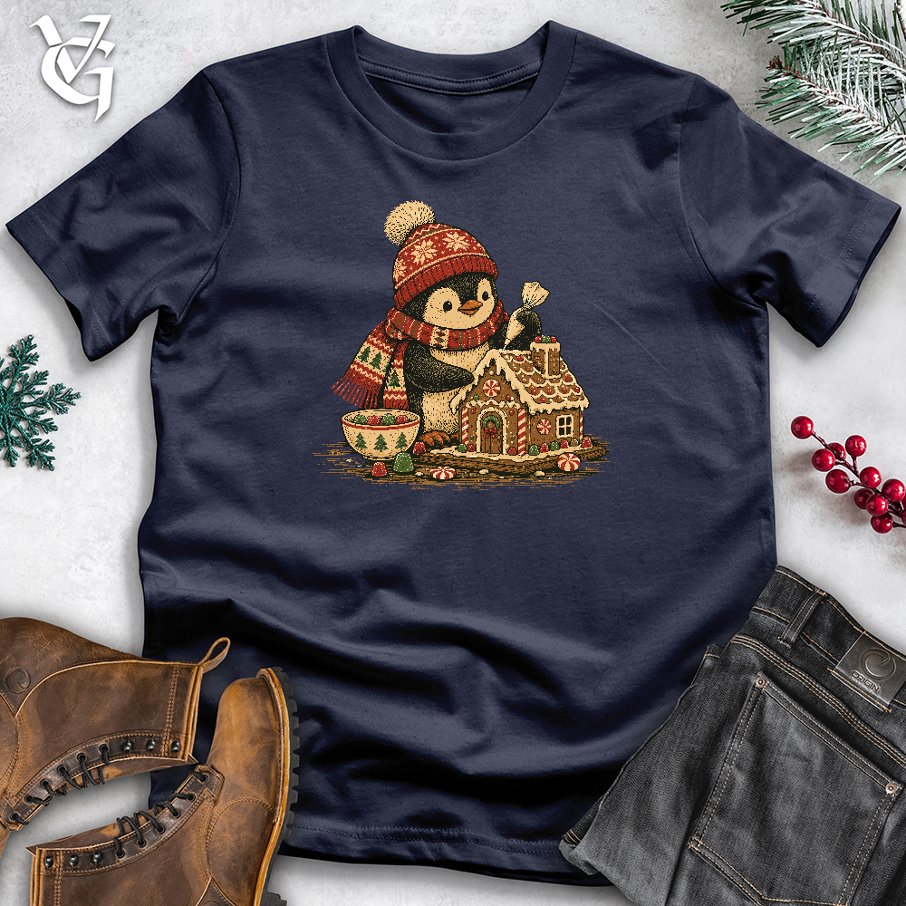 Viking Goods Penguin Gingerbread House Softstyle Tee Navy / L