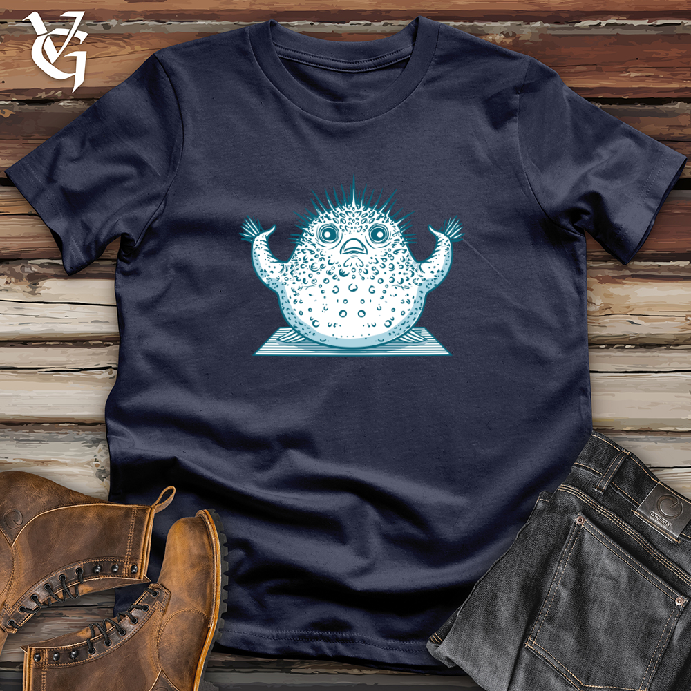 Viking Goods Pufferfish Yoga Pose Softstyle Tee Navy / L