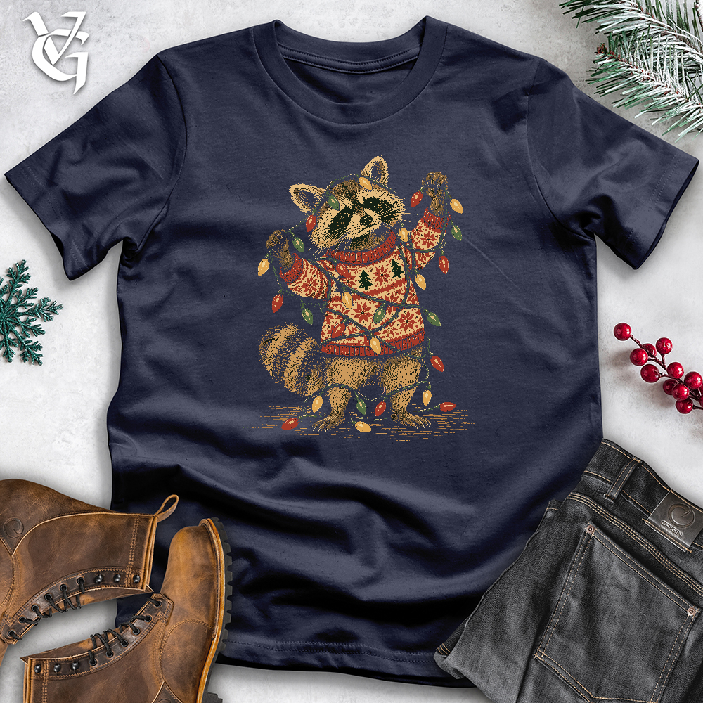 Viking Goods Raccoon Christmas Lights Softstyle Tee Navy / L