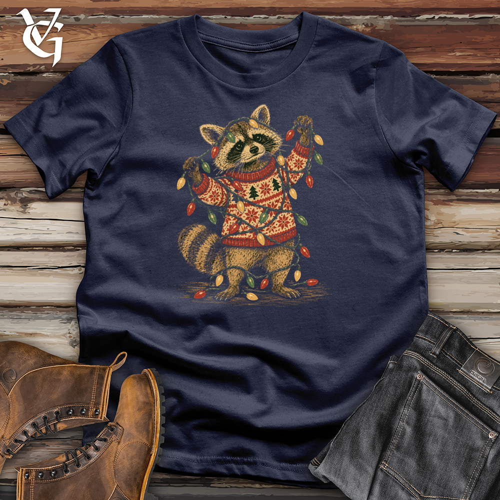 Viking Goods Raccoon Christmas Lights Tee Navy / L