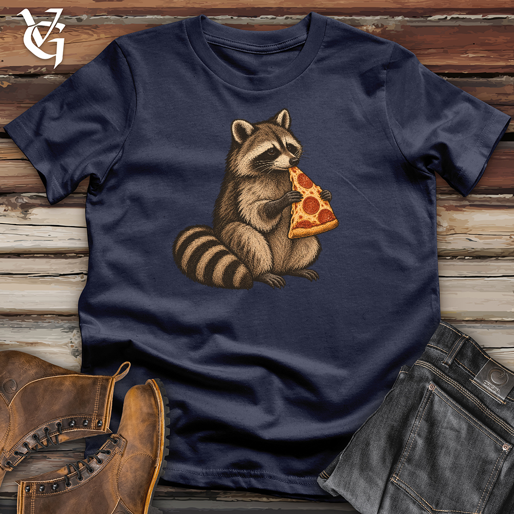 Viking Goods Raccoon Enjoying Pizza Softstyle Tee Navy / L