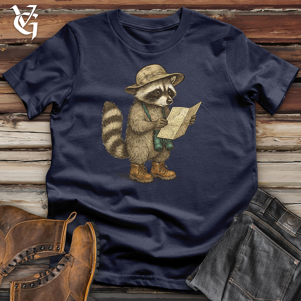 Viking Goods Raccoon Hiker With Map Tee Navy / L