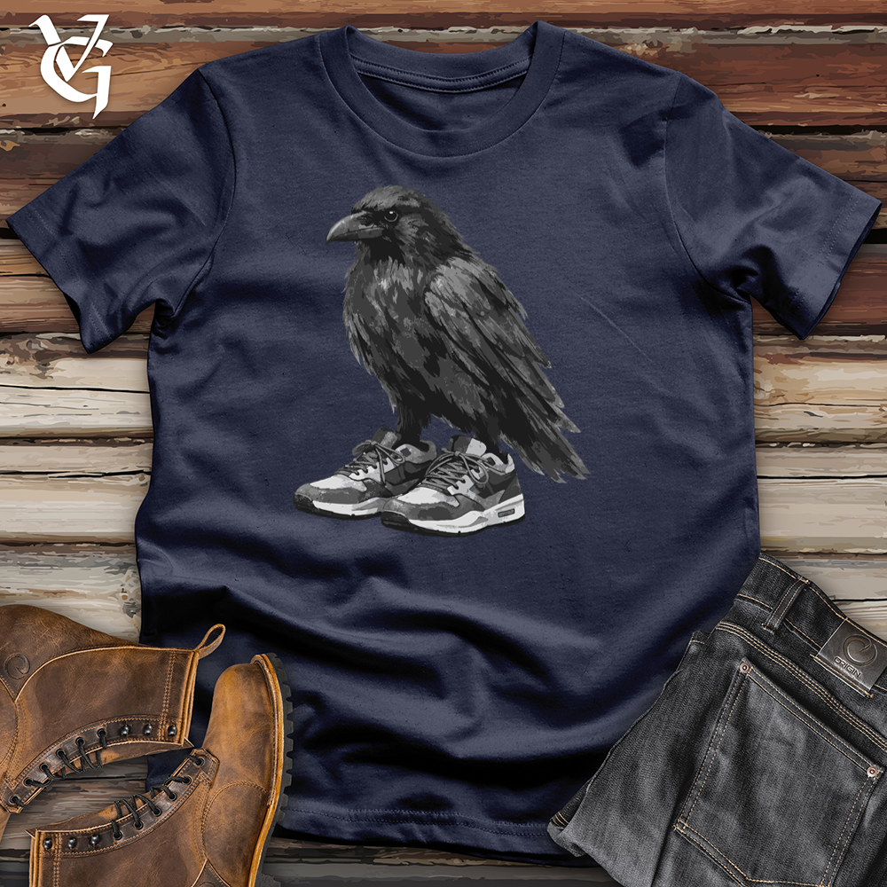 Viking Goods Raven Wearing Shoes Tee Navy / L