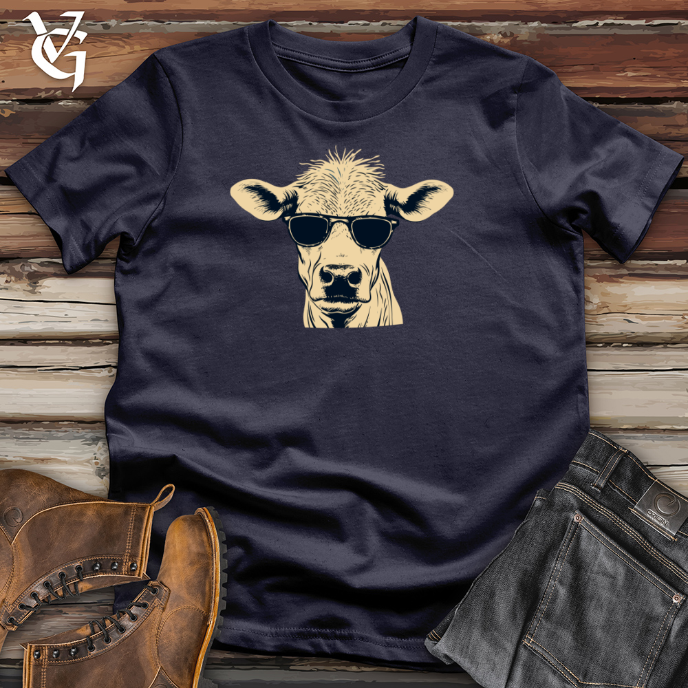 Viking Goods Retro Shades Cow 01 Cotton Tee Navy / L