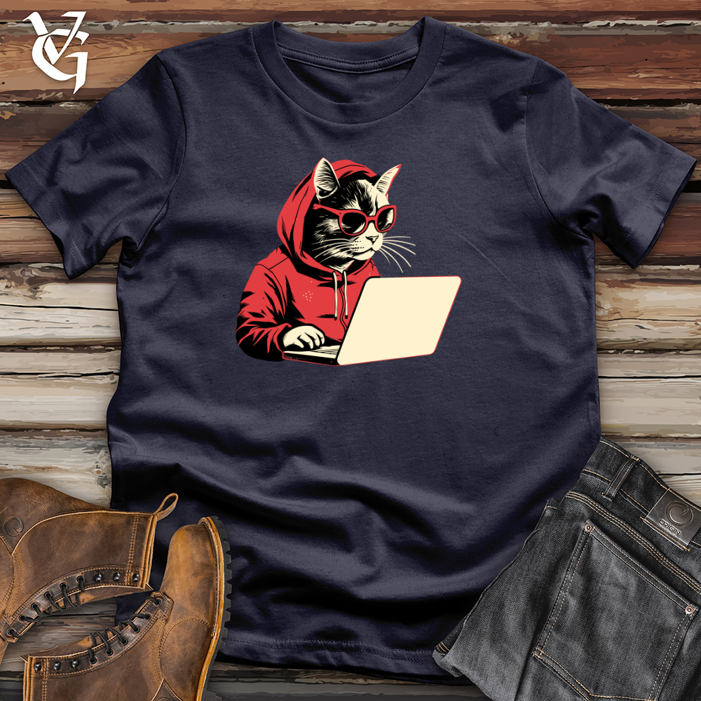 Viking Goods Retro Techy Cat Cotton Tee Navy / L