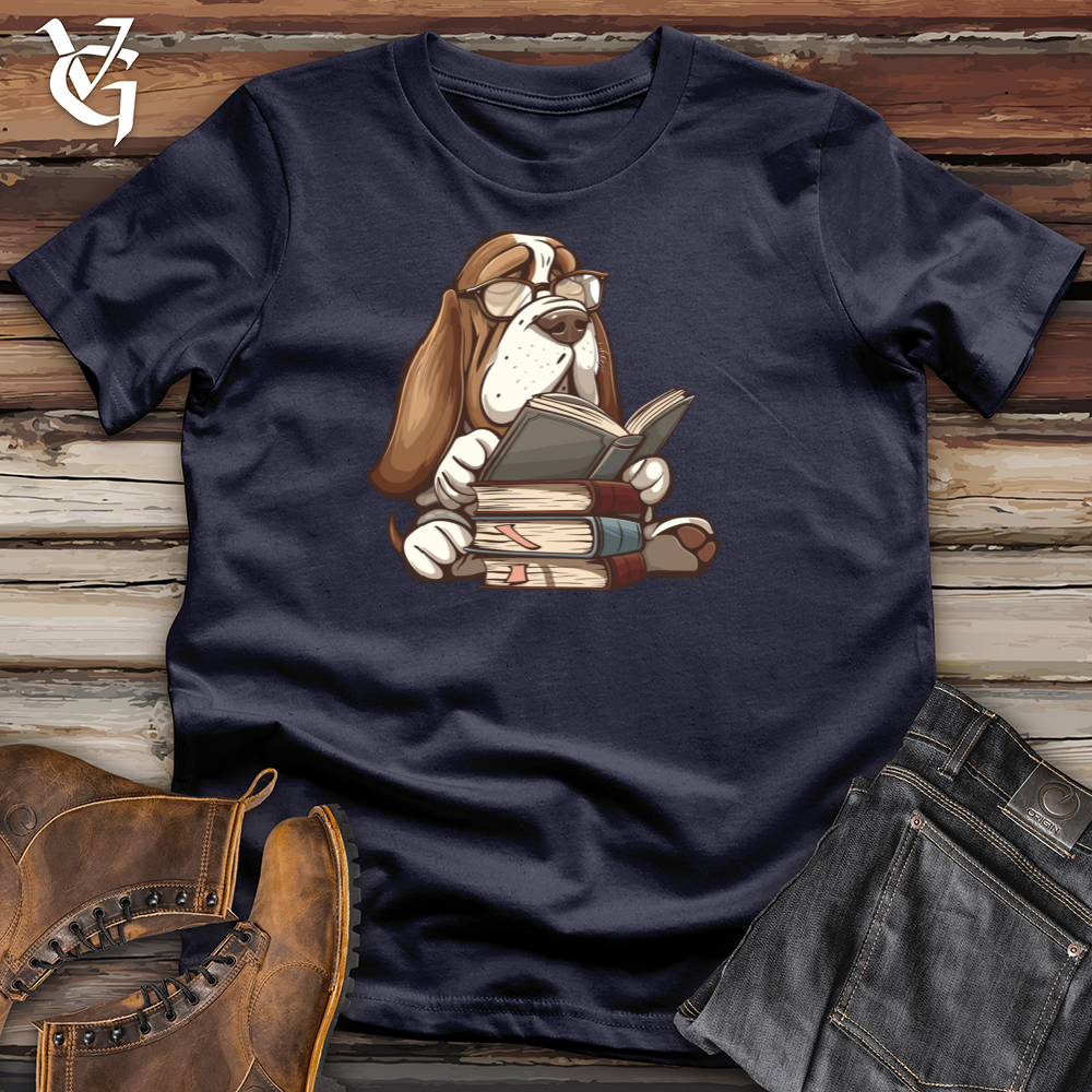 Viking Goods Scholarly Hound Librarian Cotton Tee Navy / L