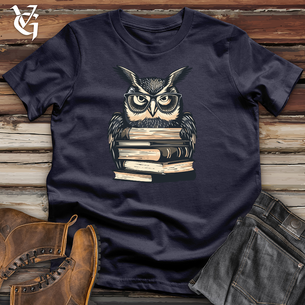 Viking Goods Scholarly Owl Librarian Cotton Tee Navy / L