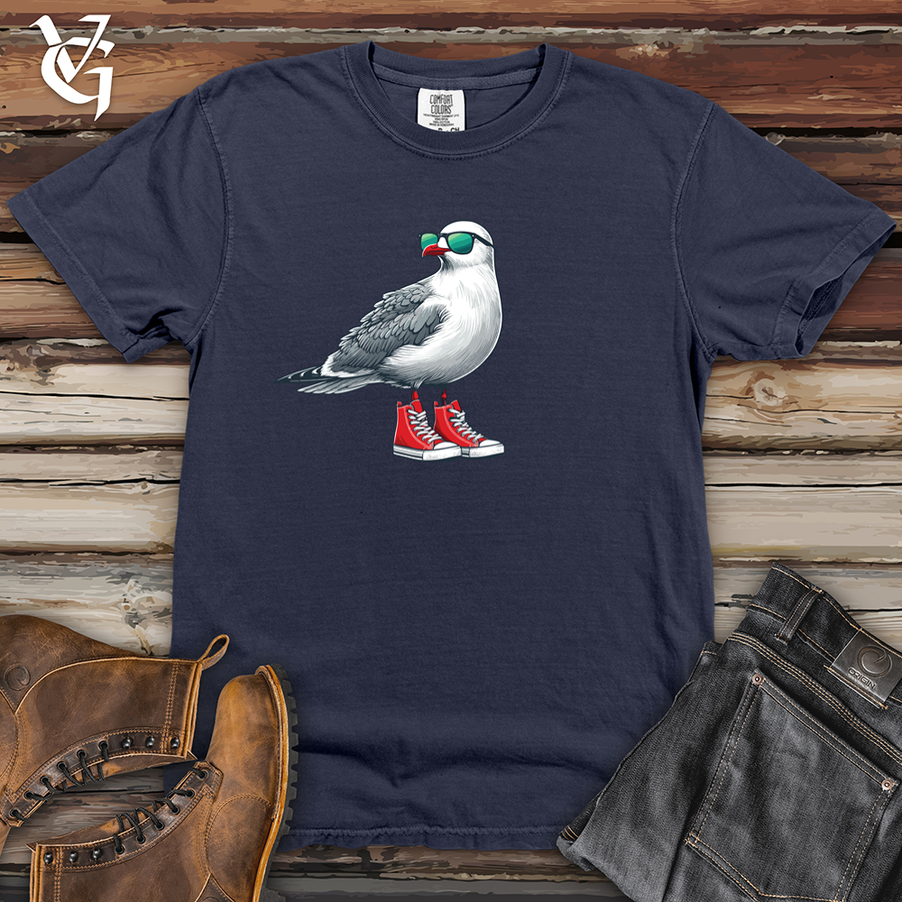 Viking Goods Seagull with Red Sneakers and Sunglass Heavy Cotton Comfort Colors Tee Navy / L