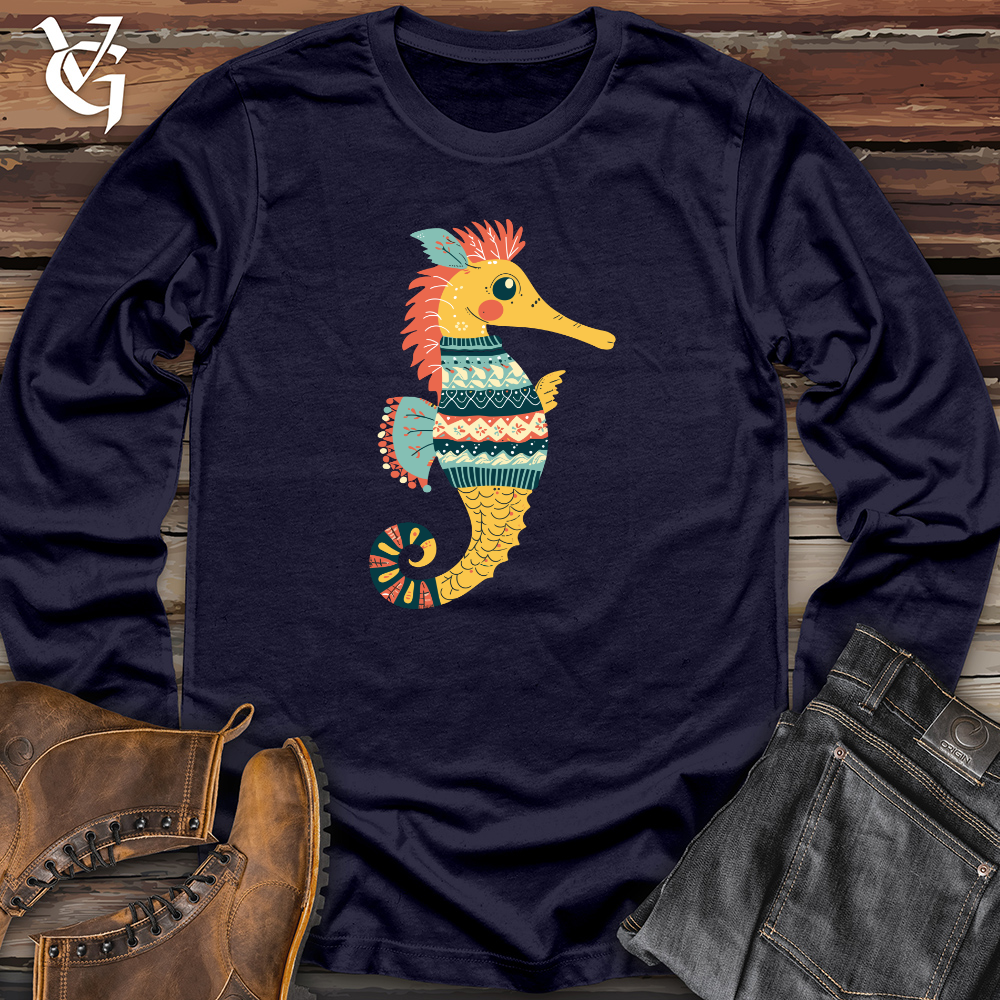 Viking Goods Seahorse Cozy Pattern Long Sleeve Navy / L