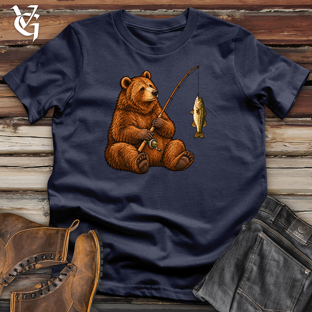 Viking Goods Seated Bear Fishing Softstyle Tee Navy / L
