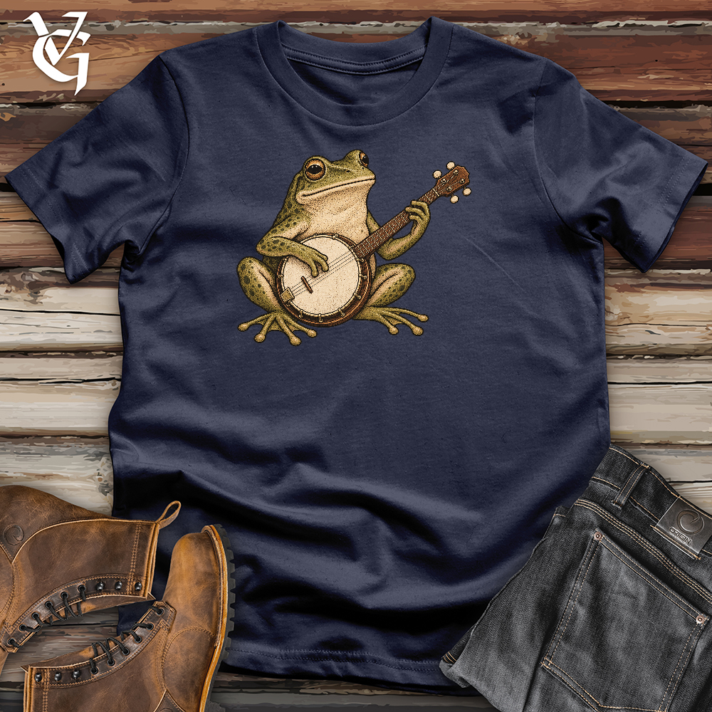 Viking Goods Serene Frog Banjo Player Softstyle Tee Navy / L