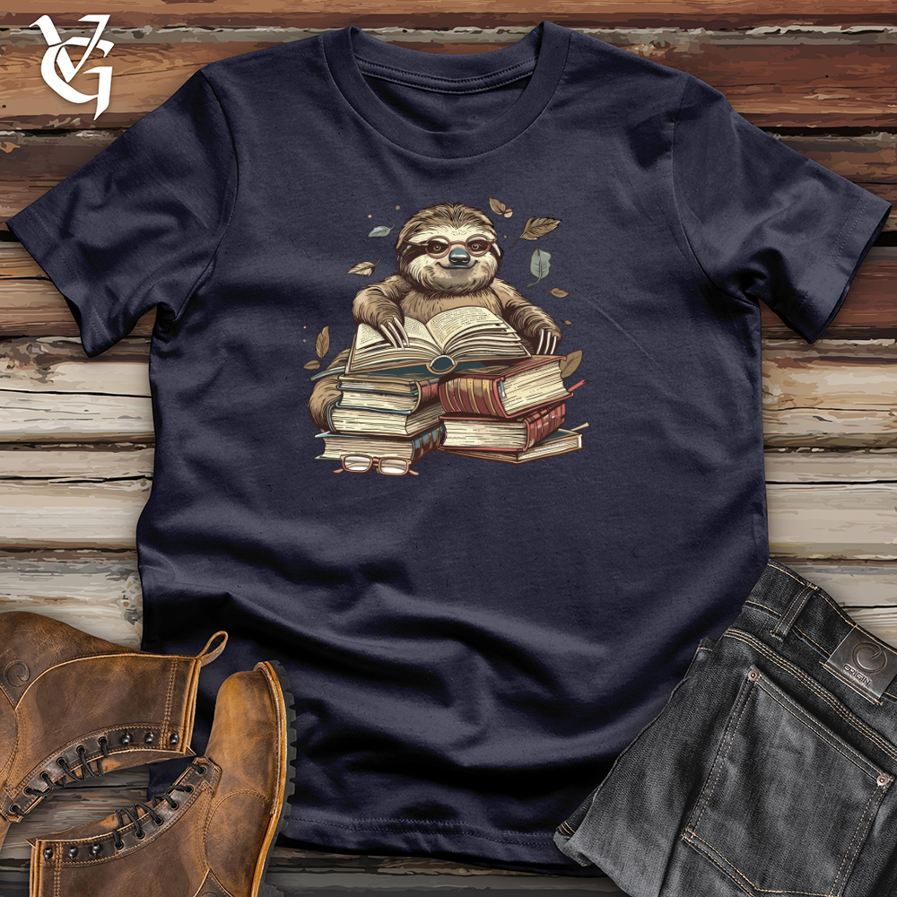 Viking Goods Sloth Librarian Wisdom Cotton Tee Navy / L