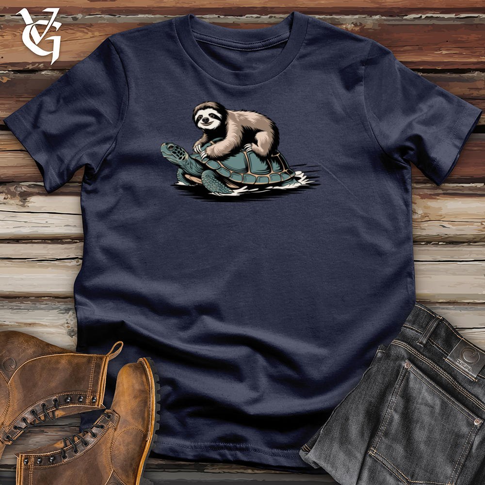 Viking Goods Sloth Riding Turtle Softstyle Tee Navy / L