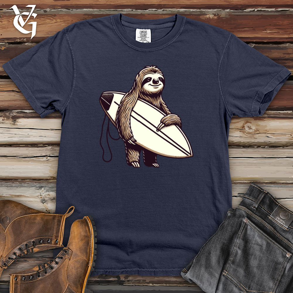 Viking Goods Sloth Surfer Heavy Cotton Comfort Colors Tee Navy / L