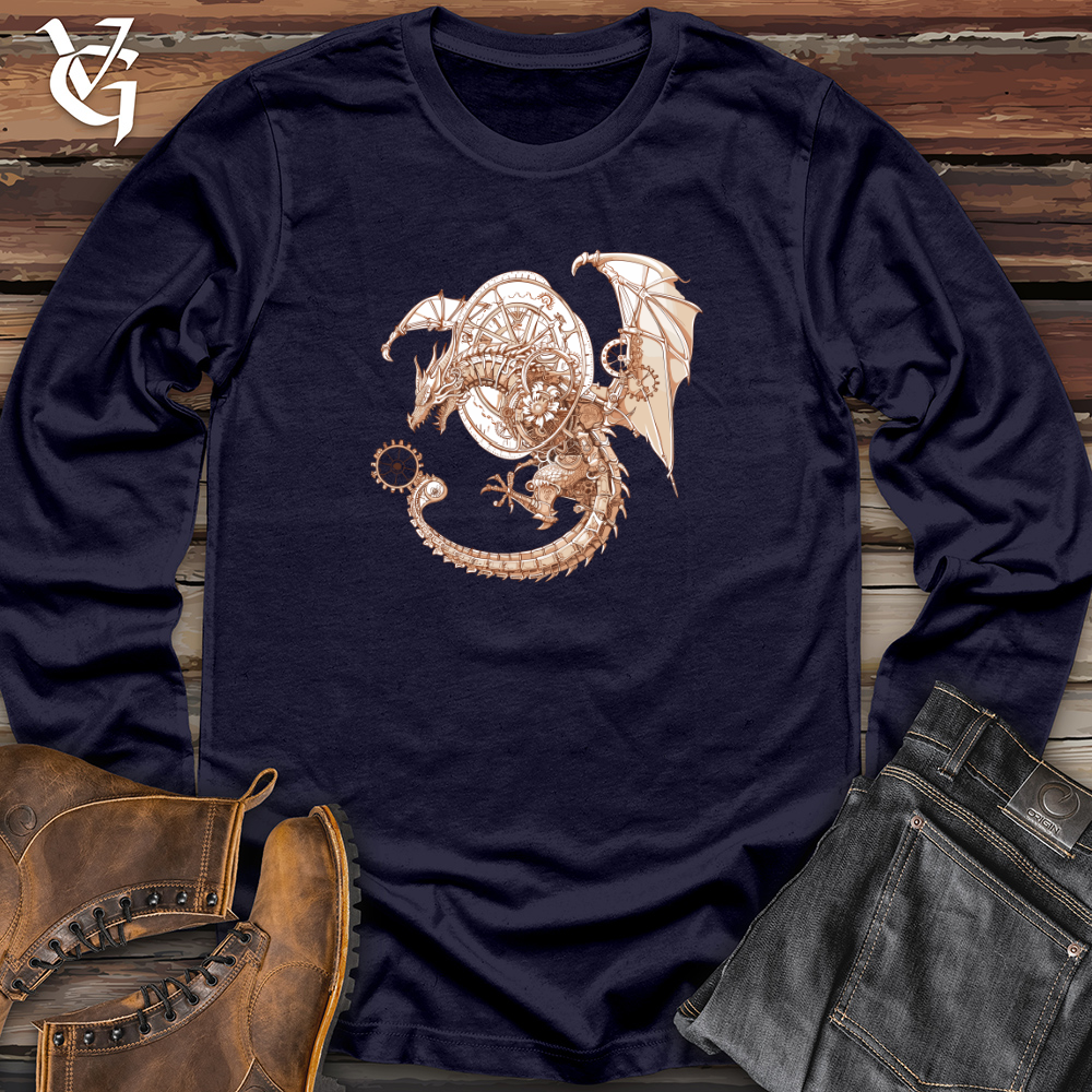 Viking Goods Steampunk Dragon Timepiece Long Sleeve Navy / L
