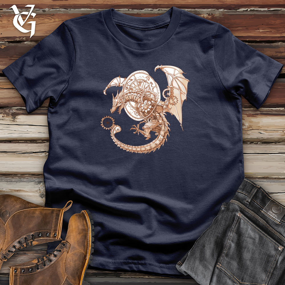 Viking Goods Steampunk Dragon Timepiece Softstyle Tee Black / L