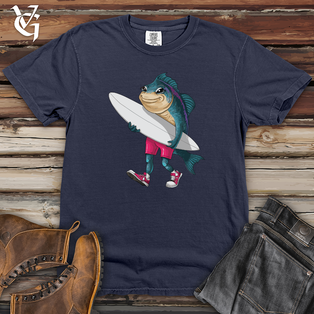 Viking Goods Surfing Fish Heavy Cotton Comfort Colors Tee Navy / L