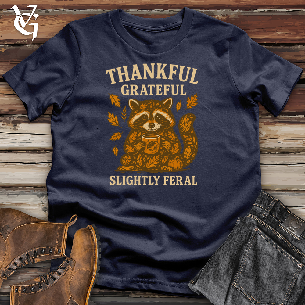 Viking Goods Thankful Grateful Slightly Feral Raccoon Tee Navy / L