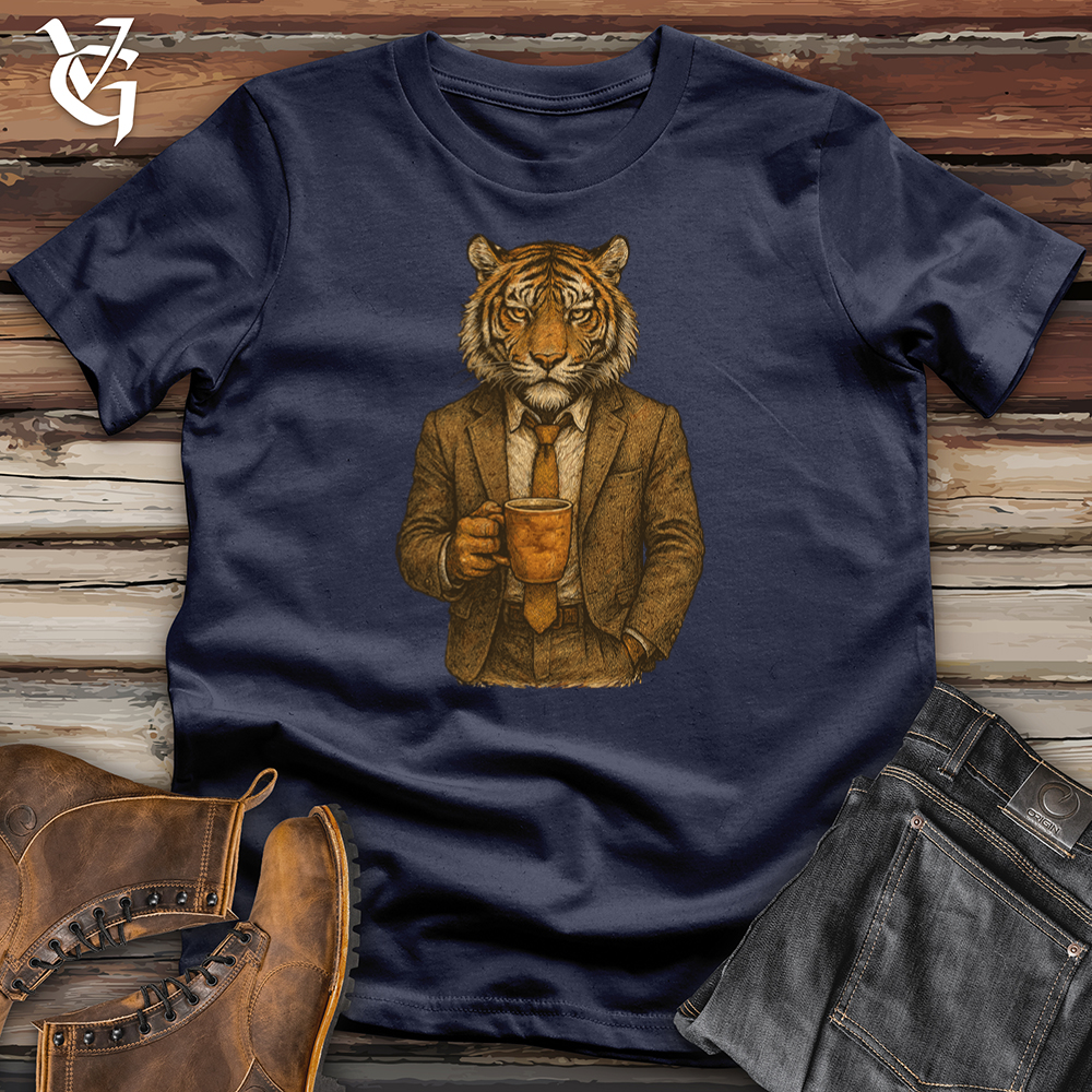 Viking Goods Tiger With Coffee Tee Navy / L