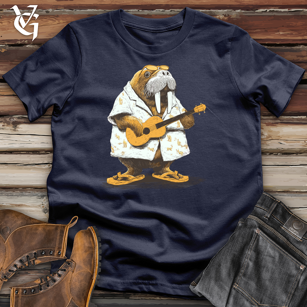 Viking Goods Tropic Walrus Guitarist Softstyle Tee Navy / L
