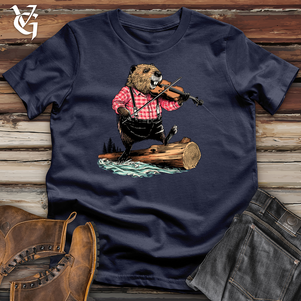 Viking Goods Beaver Playing Violin Softstyle Tee Navy / S