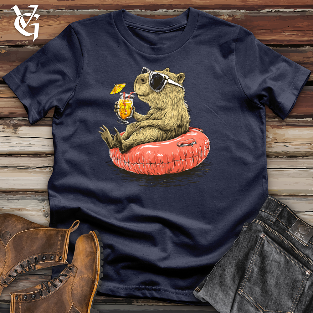 Viking Goods Capybara Lounging Poolside Softstyle Tee Navy / S