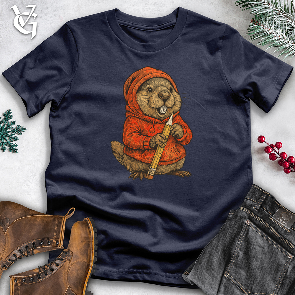 Viking Goods Christmas Beaver Pencil Sharpener Softstyle Tee Navy / S