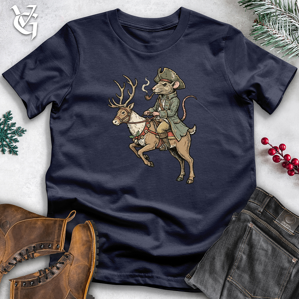 Viking Goods Christmas Pirat With Reindeer Softstyle Tee Navy / S