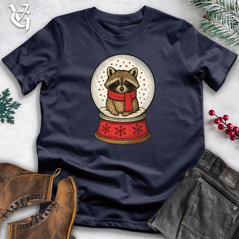 Viking Goods Cozy Raccoon in a Snowglobe Softstyle Tee Navy / S