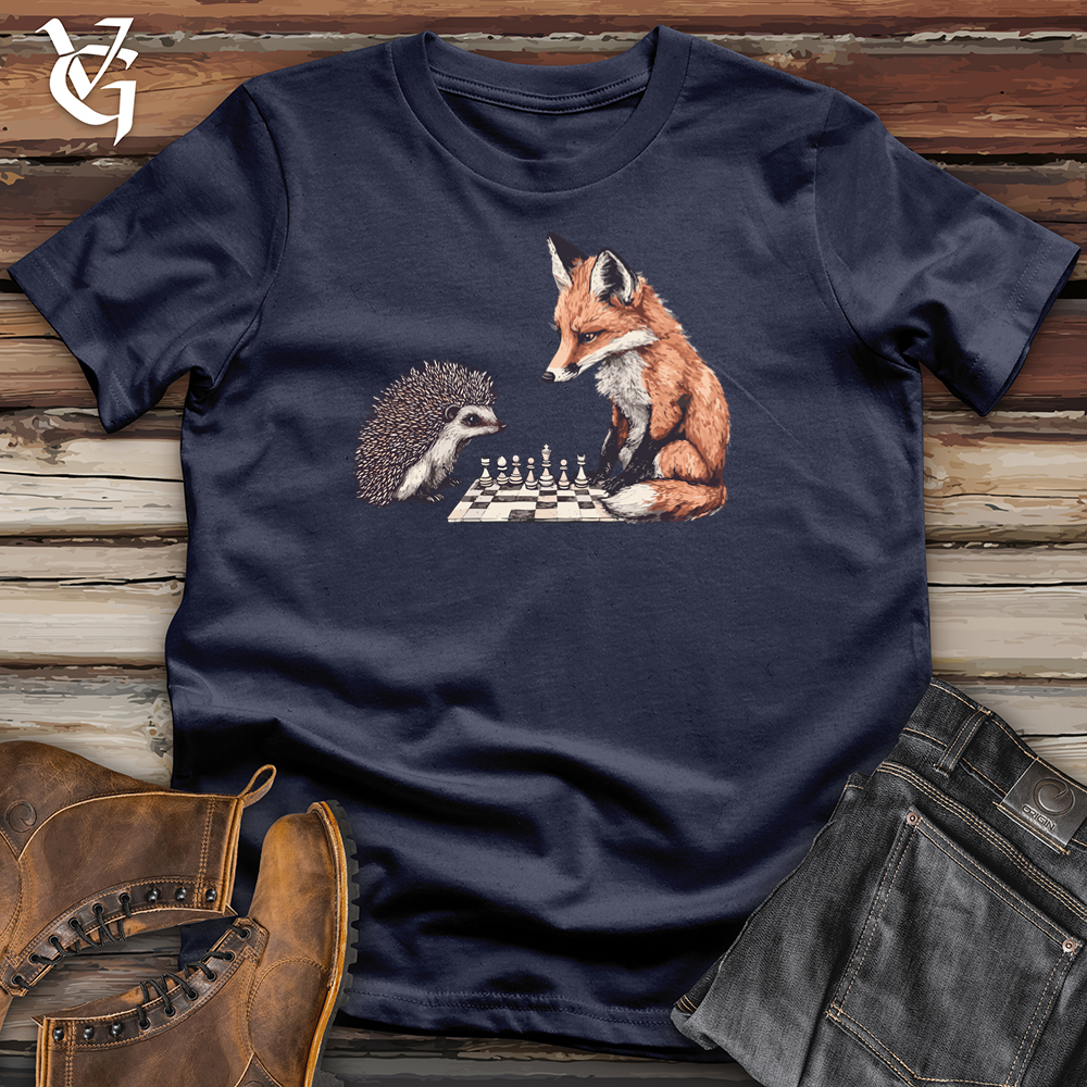 Viking Goods Fox Hedgehog Chess Match  Softstyle Tee Navy / S