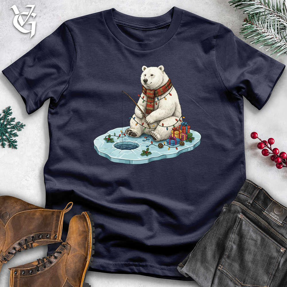 Viking Goods Holiday Polar Bear Ice Fishing Softstyle Tee Navy / S