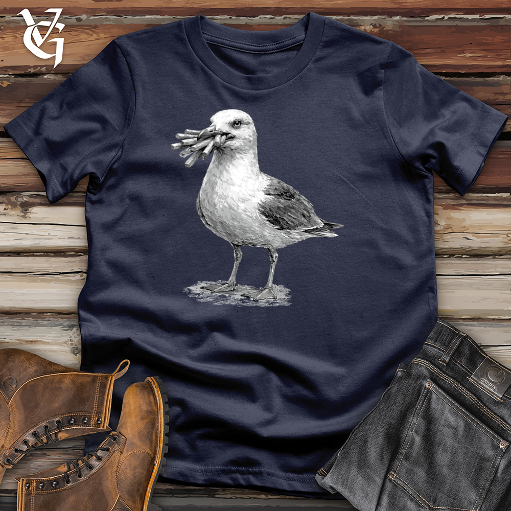 Viking Goods Seagull With French Fries Softstyle Tee Navy / S