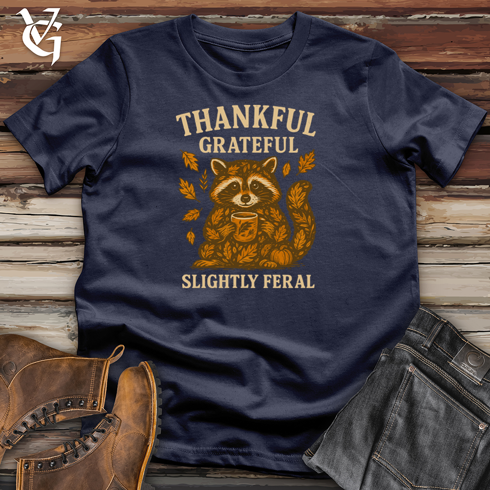 Viking Goods Thankful Grateful Slightly Feral Raccoon Softstyle Tee Navy / S