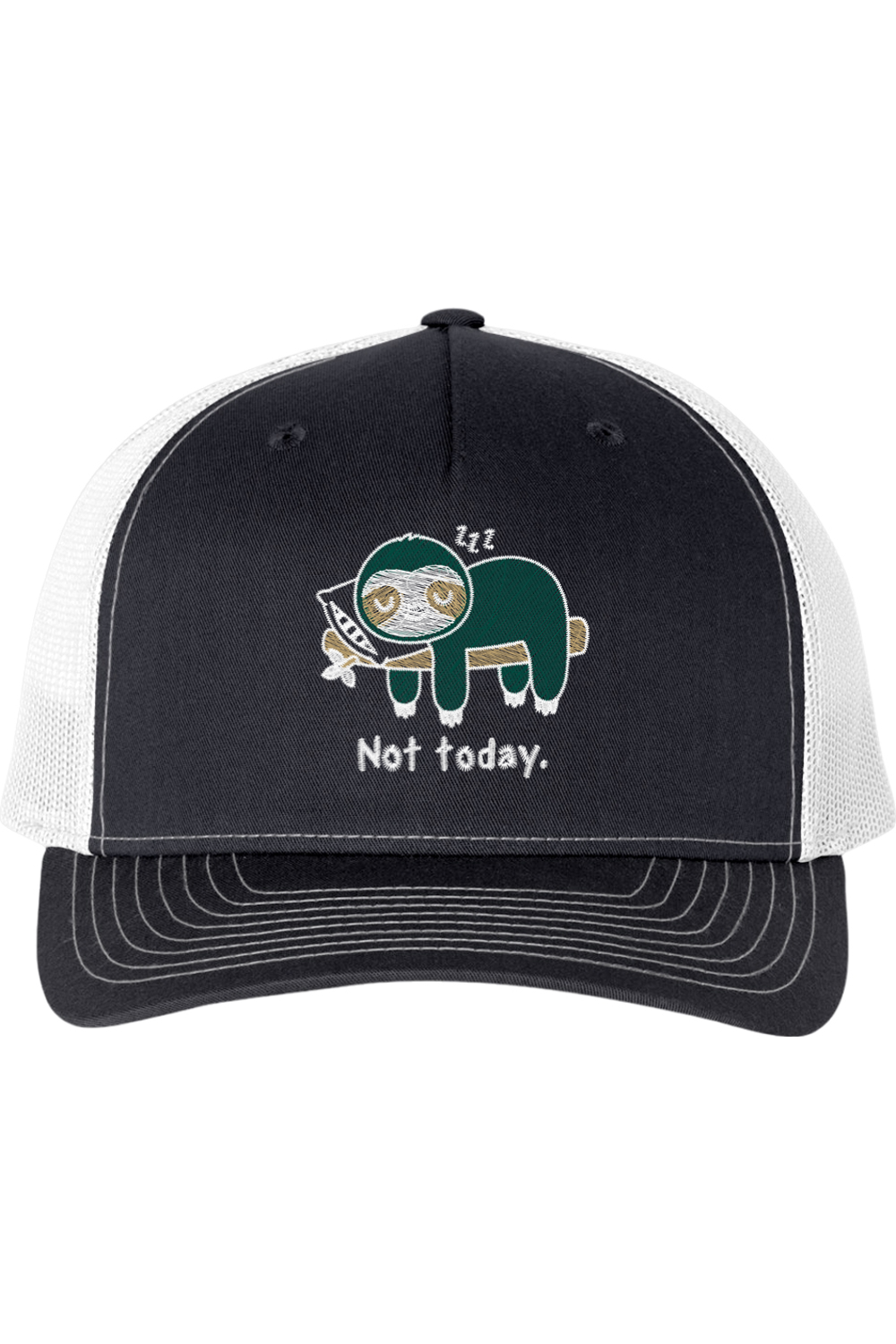 Viking Goods Not Today Sloth Embroidered Trucker Cap Navy/ White