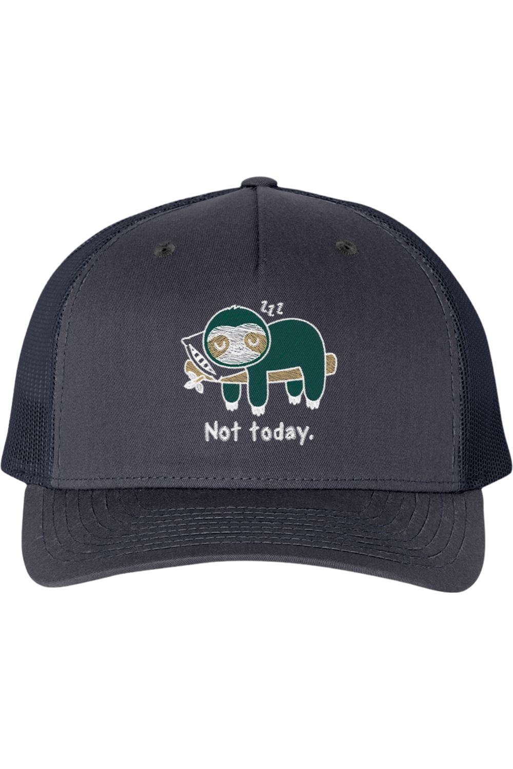 Viking Goods Not Today Sloth Embroidered Trucker Cap Ombre Blue/ Navy