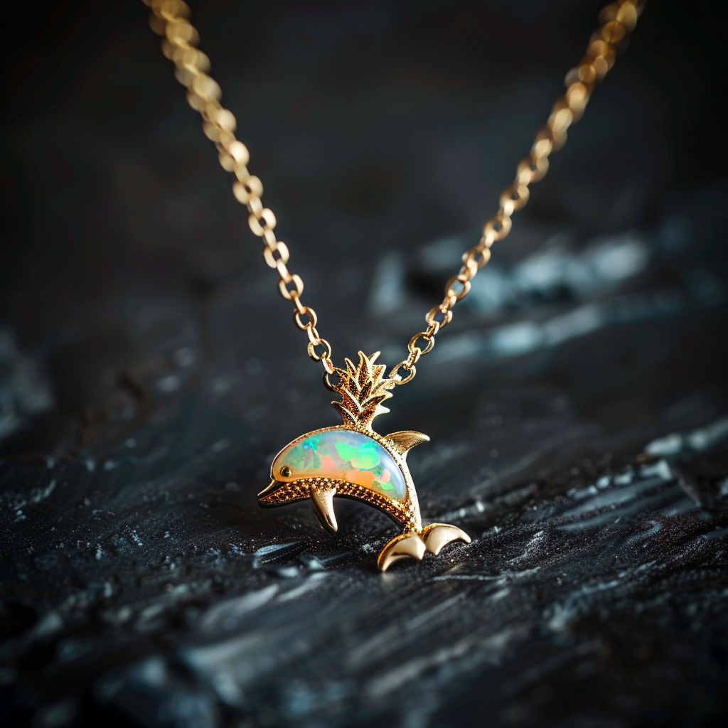 Viking Goods Opal Dolphin Pineapple Gold Necklace