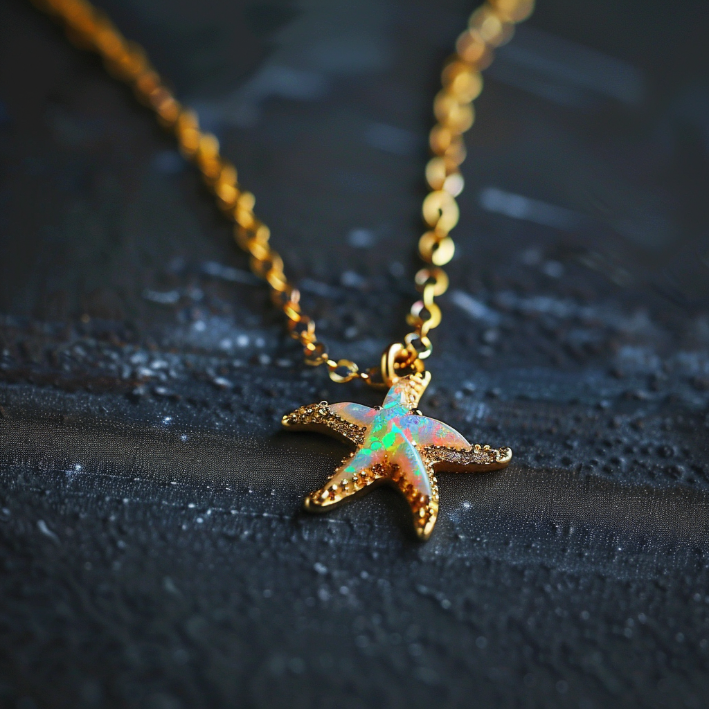 Viking Goods Opal Starfish Gold Necklace