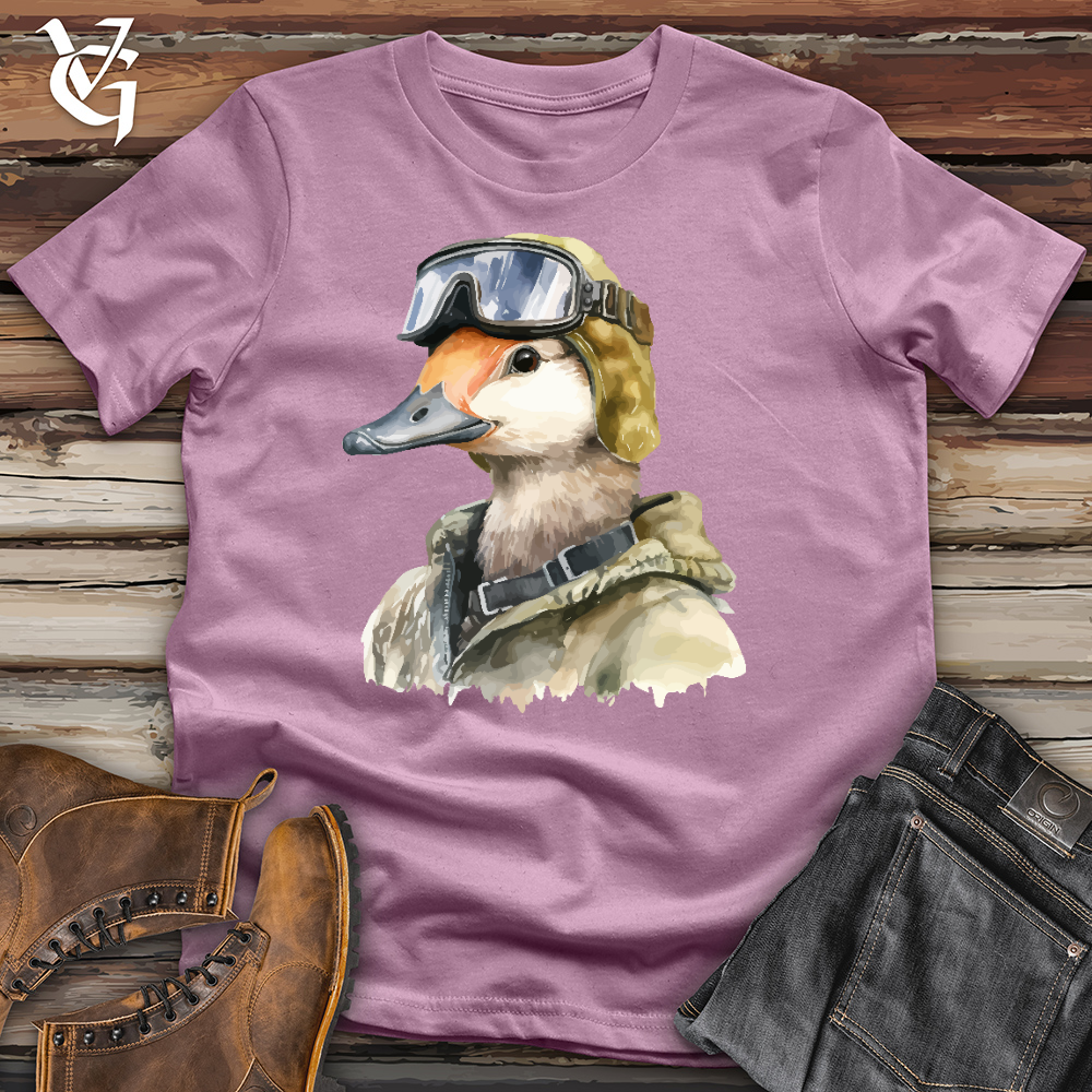 Viking Goods Funny Goose Aviator Hat Cotton Tee Orchid / L