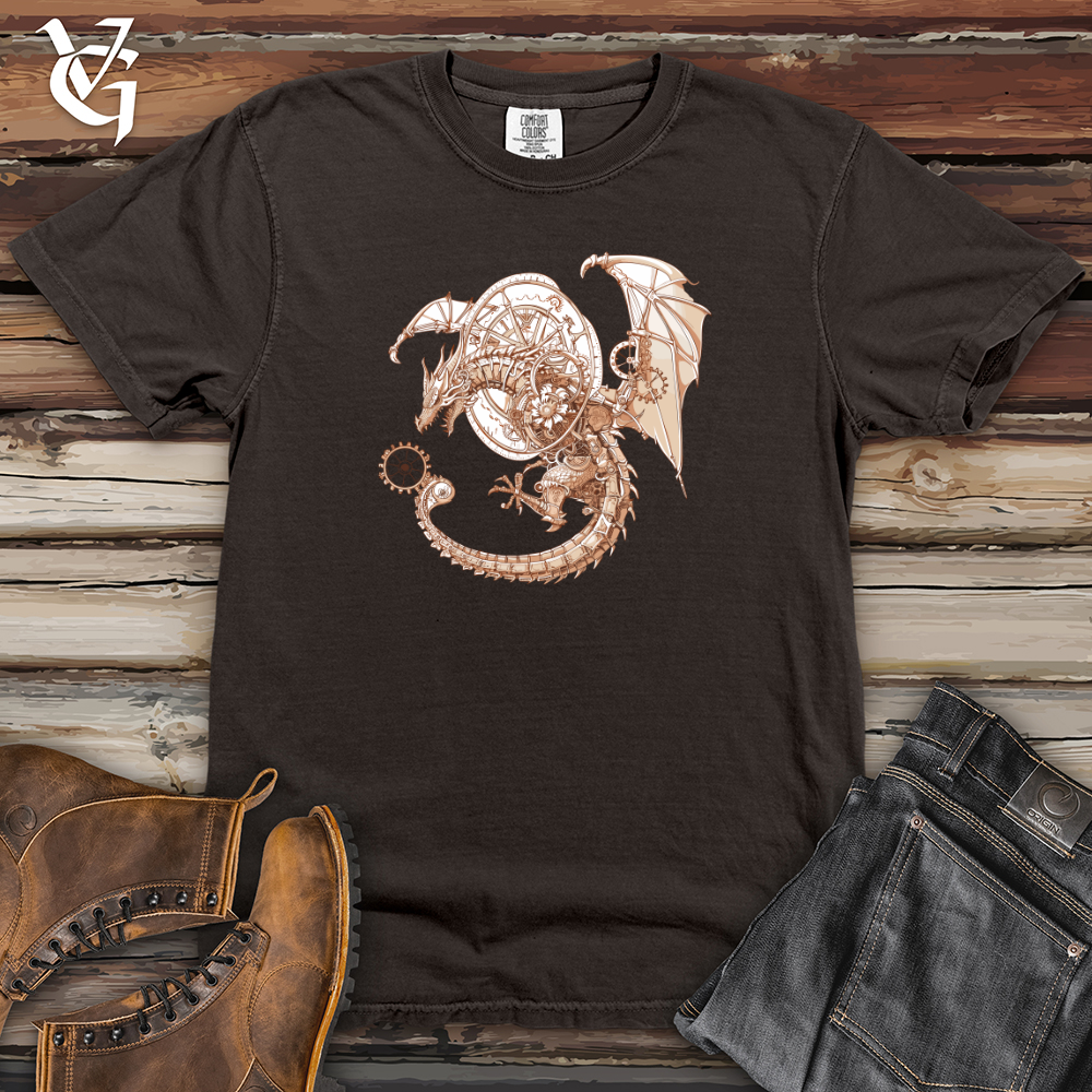 Viking Goods Steampunk Dragon Timepiece Heavy Cotton Comfort Colors Tee Pepper / L