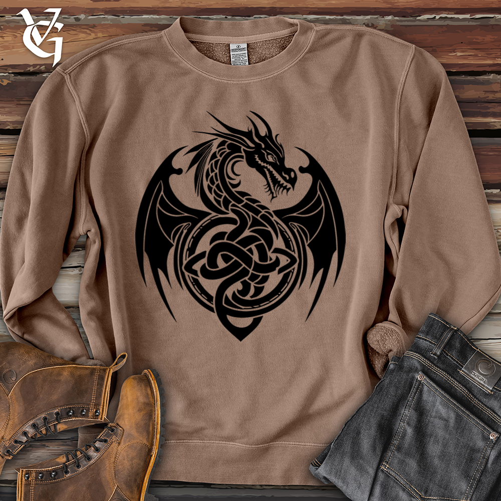 Viking Goods Celtic Rust Dragon Pigment-Dyed Crewneck Pigment Clay / L