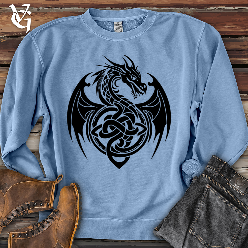 Viking Goods Celtic Rust Dragon Pigment-Dyed Crewneck Pigment Light Blue / L