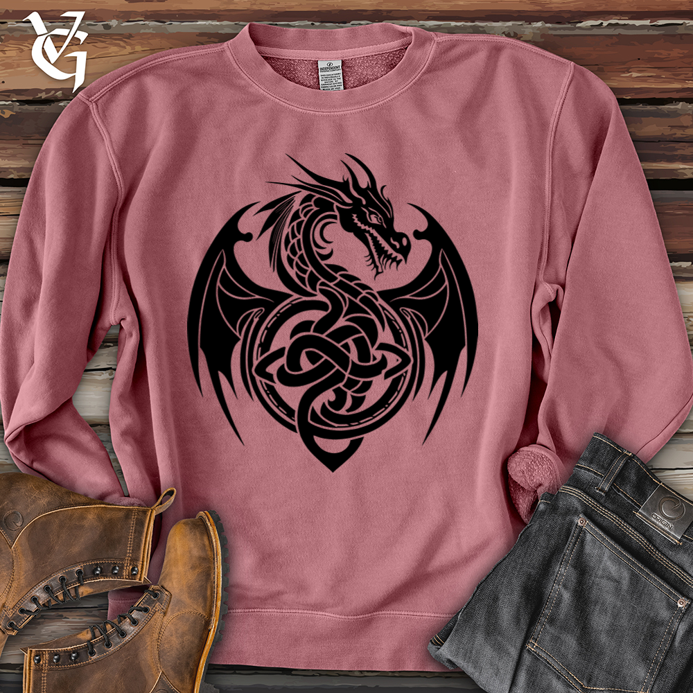 Viking Goods Celtic Rust Dragon Pigment-Dyed Crewneck Pigment Maroon / L