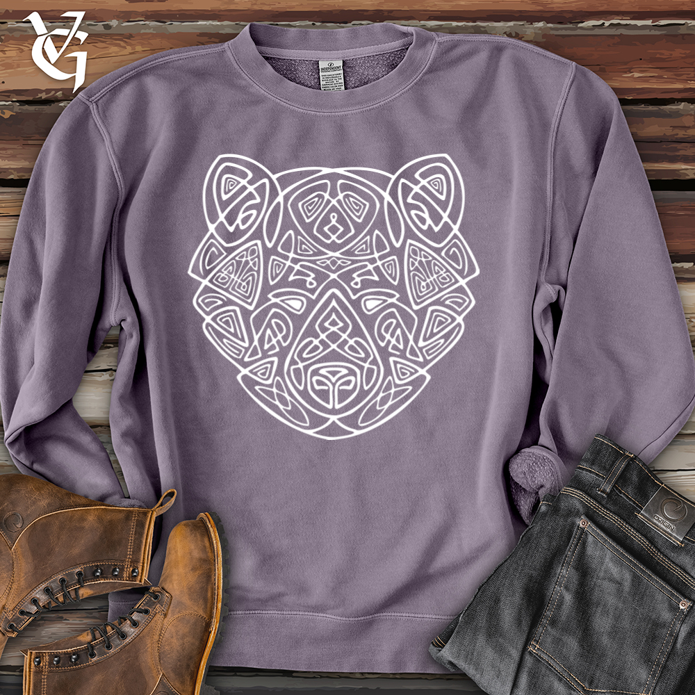 Viking Goods Bear Head Celtic Style Pigment-Dyed Crewneck Pigment Plum / L