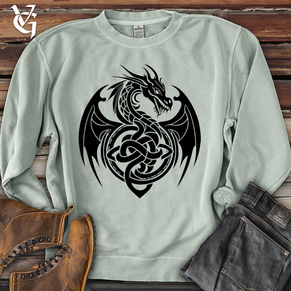 Viking Goods Celtic Rust Dragon Pigment-Dyed Crewneck Pigment Sage / L