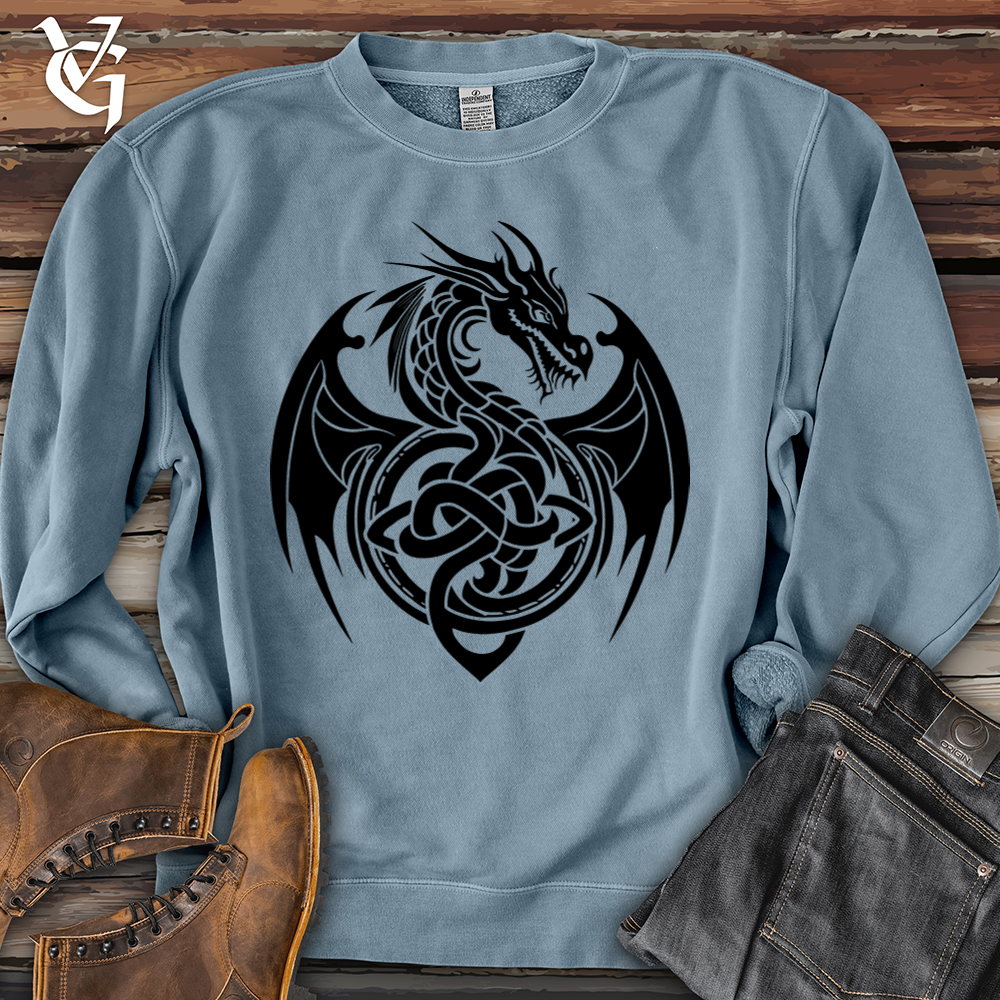 Viking Goods Celtic Rust Dragon Pigment-Dyed Crewneck Pigment Slate Blue / L
