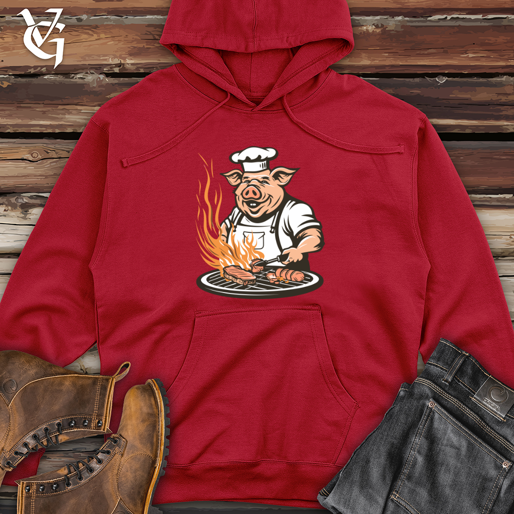Viking Goods Grillmaster Swine Sizzle Midweight Hooded Sweatshirt Red / L