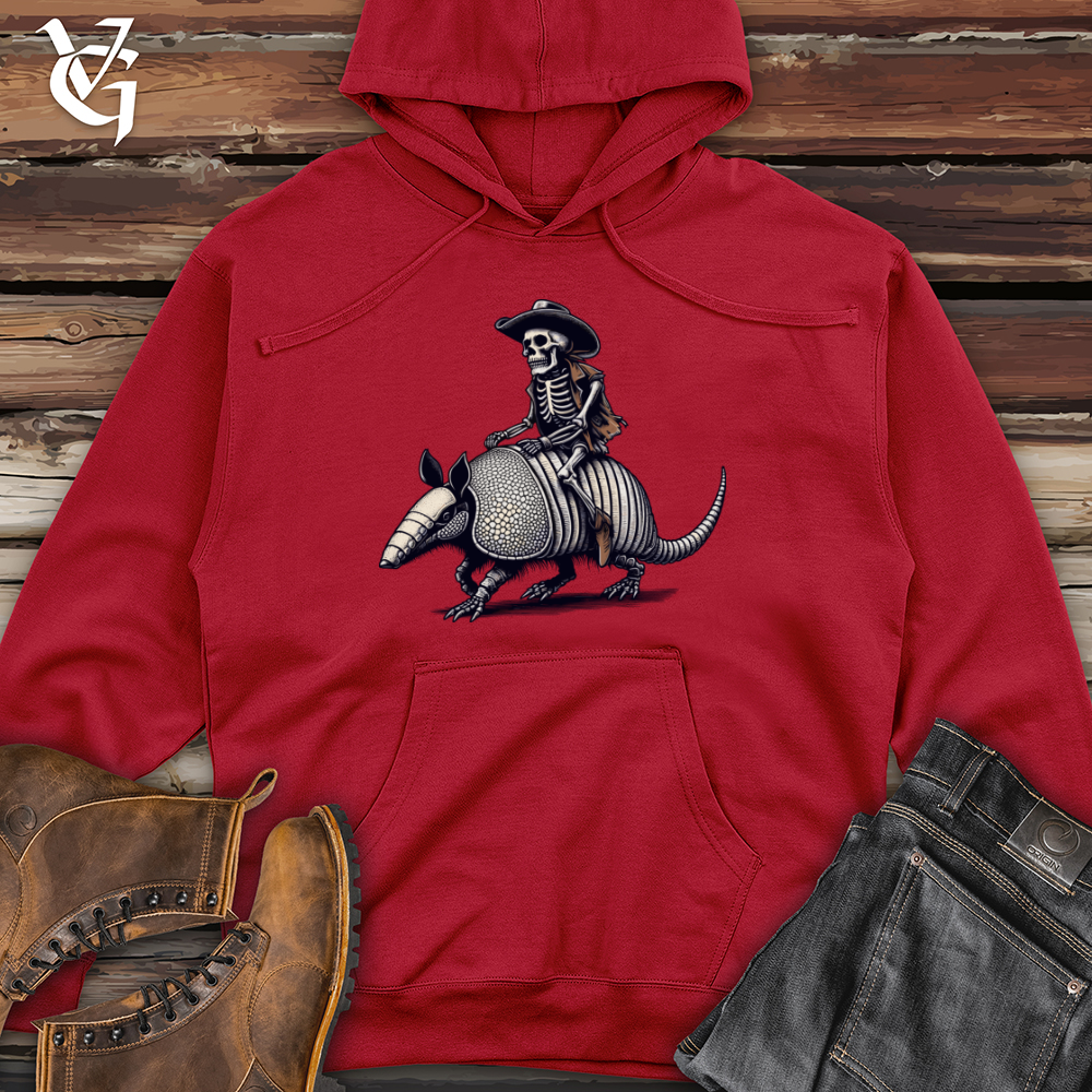 Viking Goods Skeleton Armadillo Cowboy Midweight Hooded Sweatshirt Red / L
