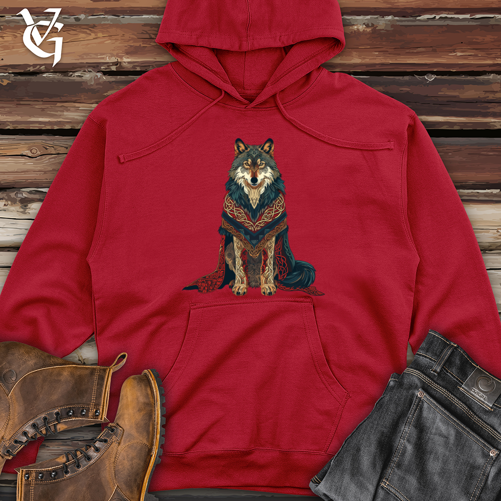 Viking Goods Tribal Wolf Majesty Midweight Hooded Sweatshirt Red / L