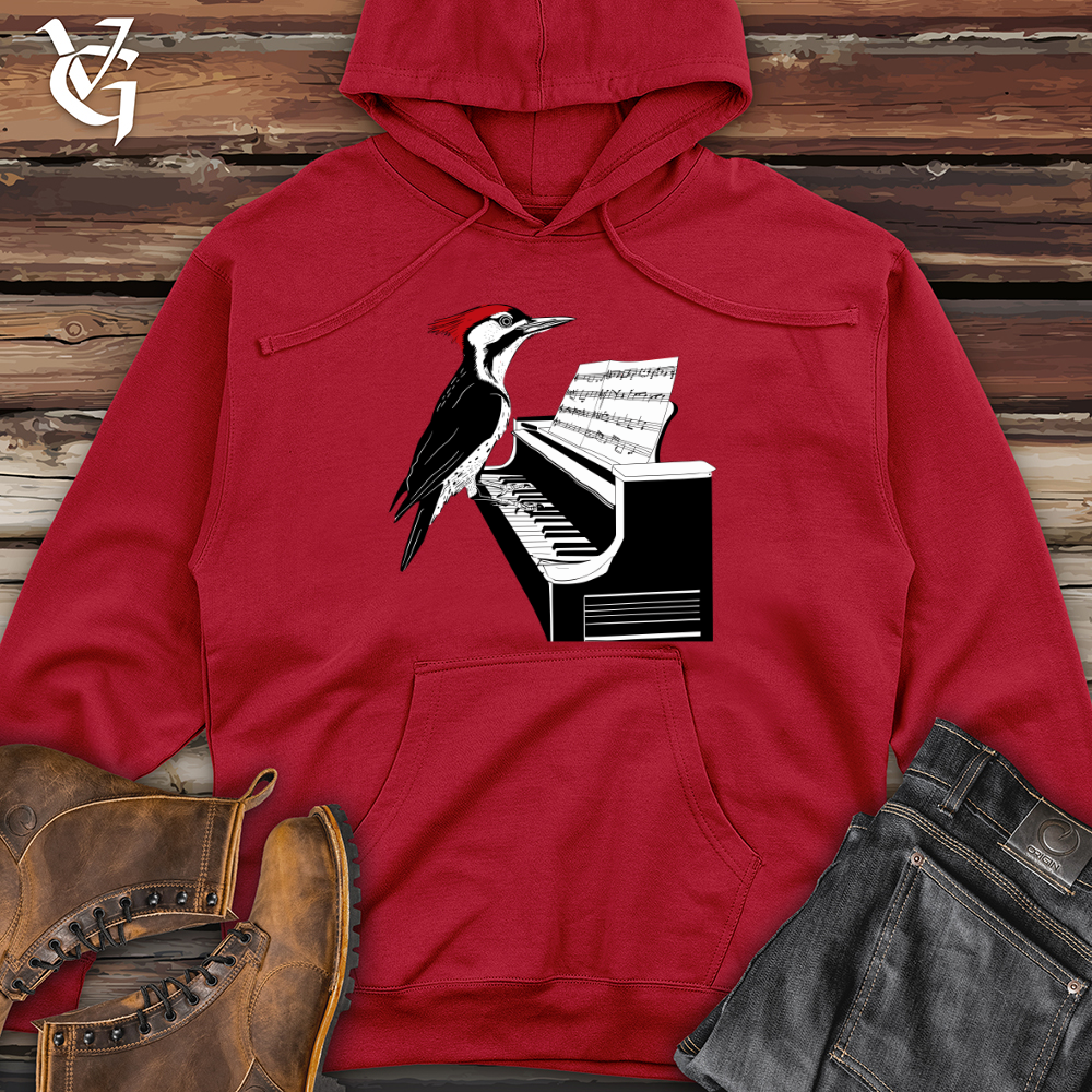 Viking Goods Woodpecker Piano Solo Midweight Hooded Sweatshirt Red / L