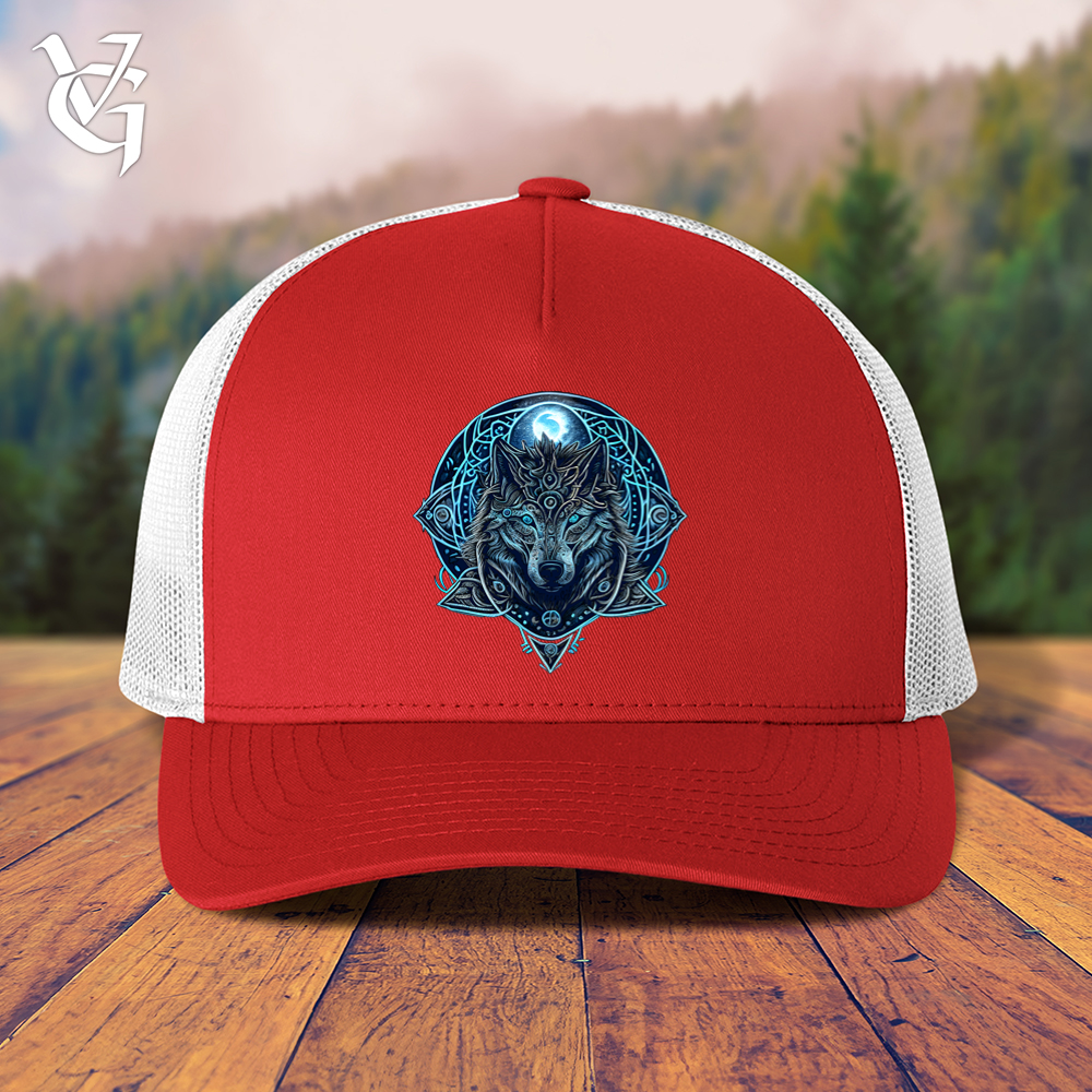 Viking Goods Celtic Fenrir Wolf Trucker Cap Red/ White